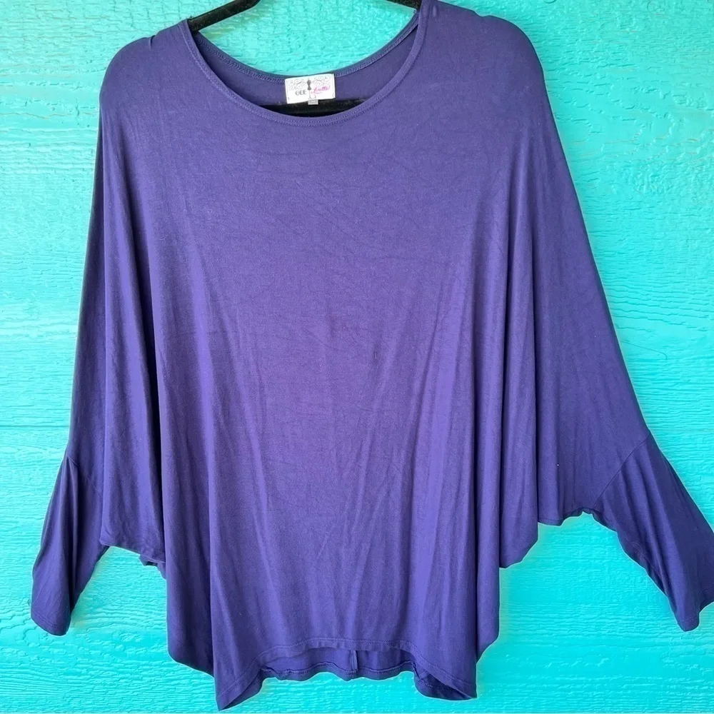 CLEARANCE Effortless Style Dolman Oversized Tunic Top Navy Blue Size Medium